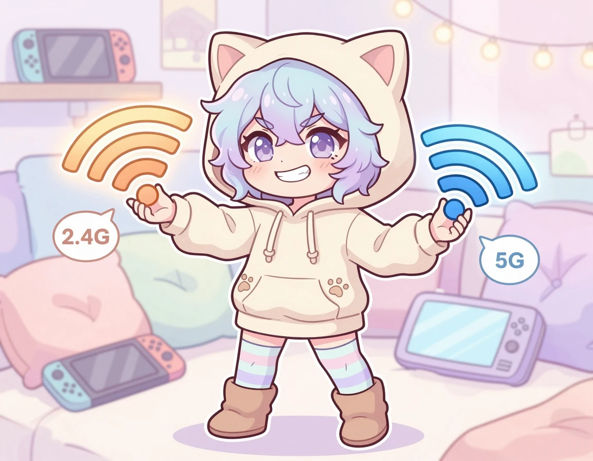 두 개의 와이파이 주파수 대역을 분리하는 귀여운 캐릭터