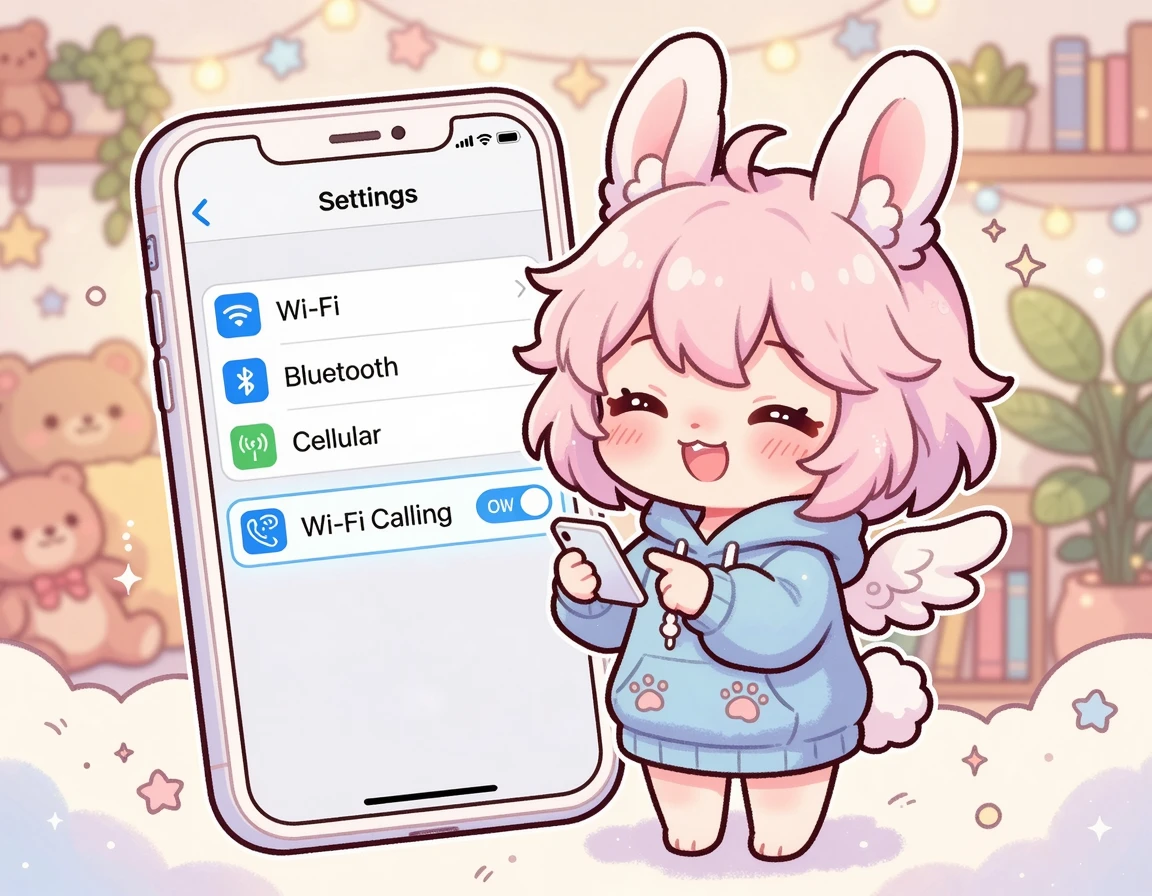 갤럭시 스마트폰에서 와이파이 통화 기능을 켜는 캐릭터