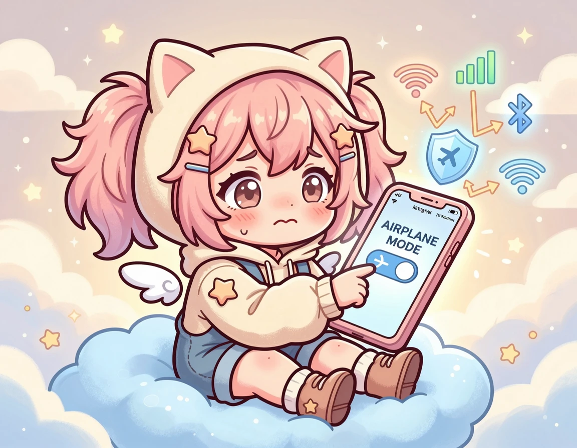 스미싱 차단을 위해 스마트폰 비행기 모드 실행 일러스트
