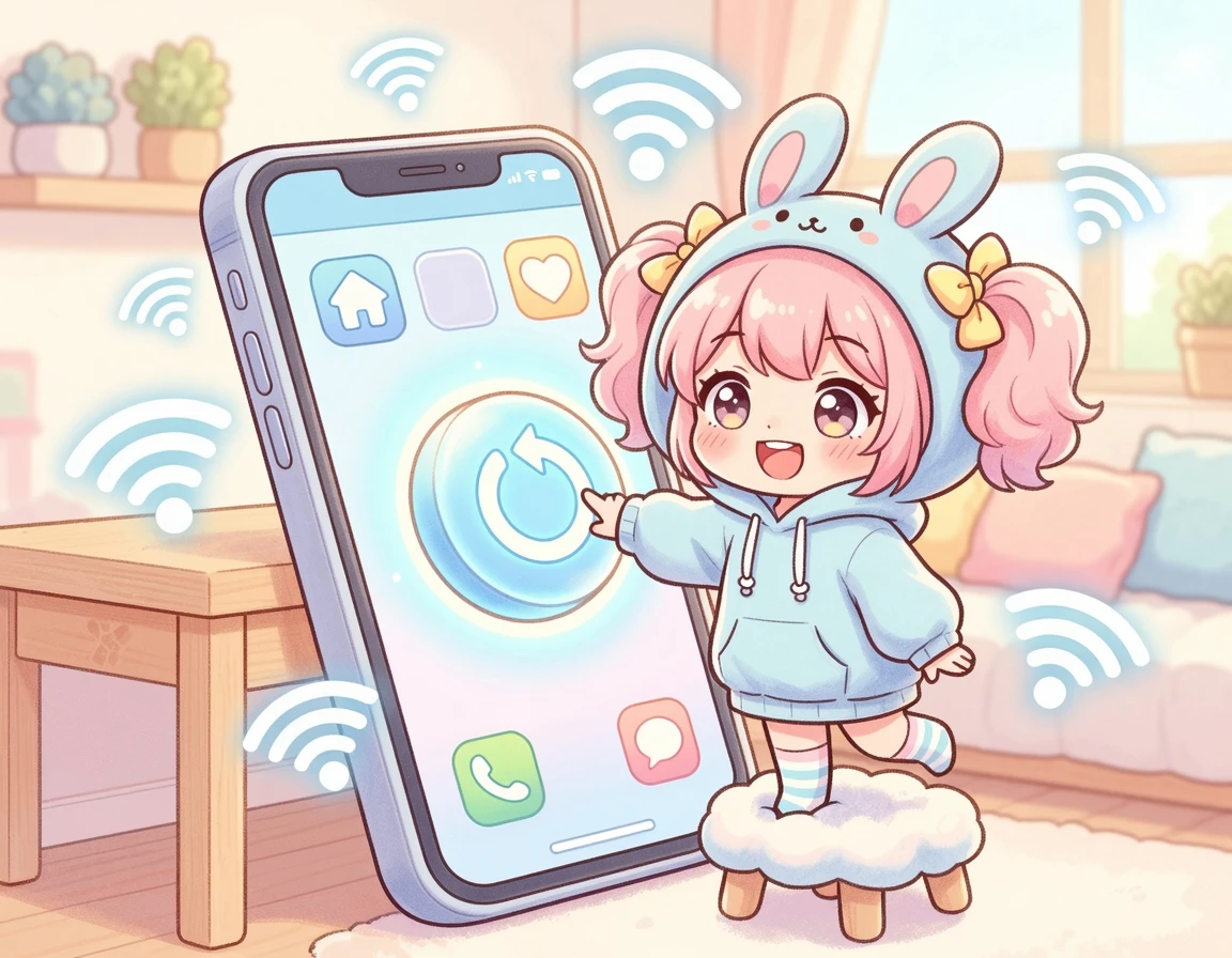 스마트폰 네트워크 설정을 초기화하는 캐릭터