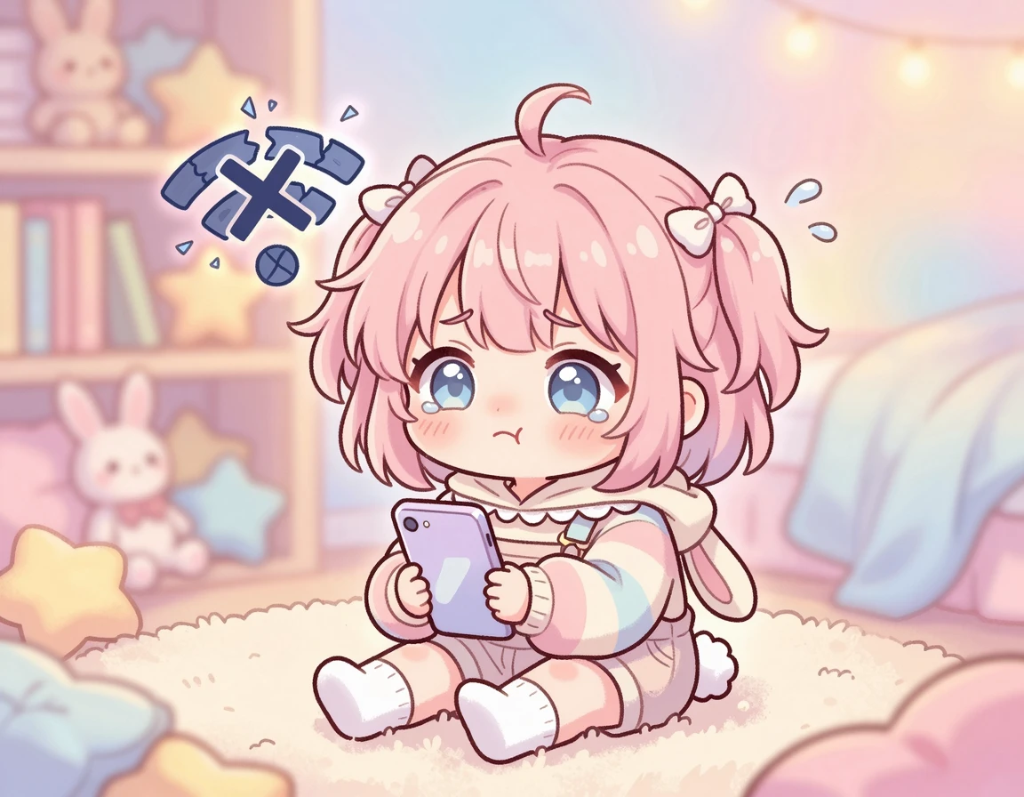 와이파이가 끊겨 당황하는 귀여운 캐릭터