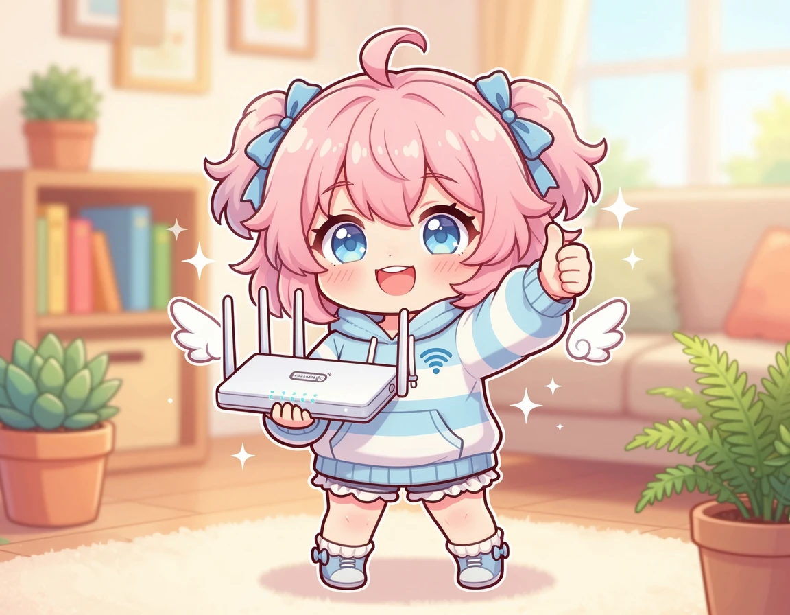 새로운 공유기로 쾌적한 인터넷 환경을 만든 캐릭터