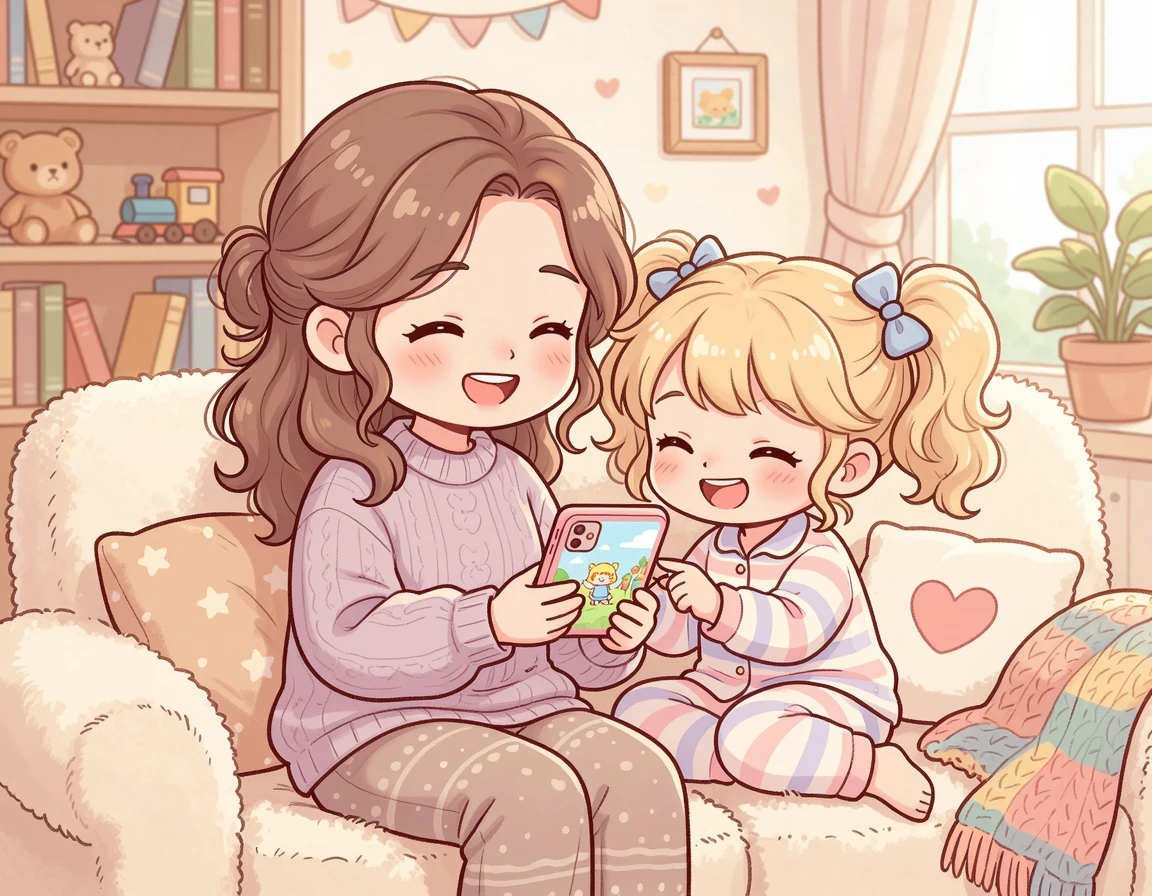 웃으며 규칙을 정하는 부모와 아이