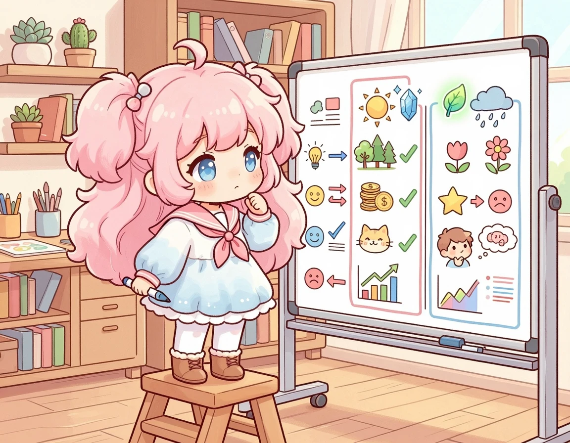 스마트폰 유지비 비교표를 분석하는 캐릭터