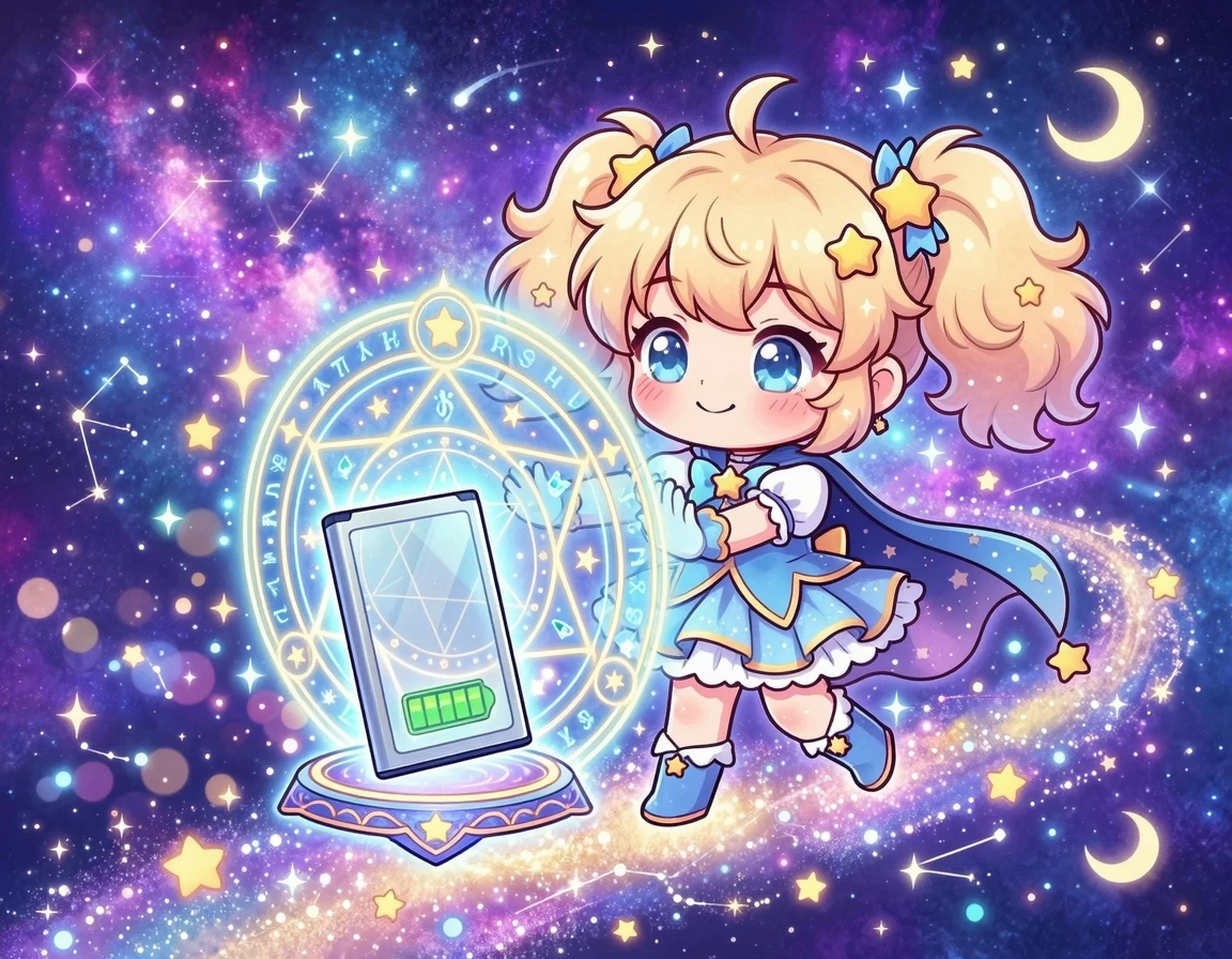 갤럭시 스마트폰 배터리를 방패로 보호하는 캐릭터